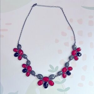 Elegant Red and Black Floral Necklace